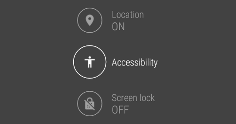 Accessibility icon highlighted in Android Wear 5.1.1 (under Location and above Screen Lock)