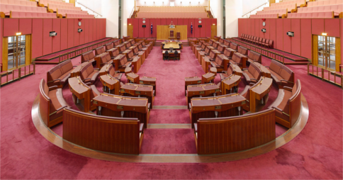 Senate chamber in Parliament House, Canberra