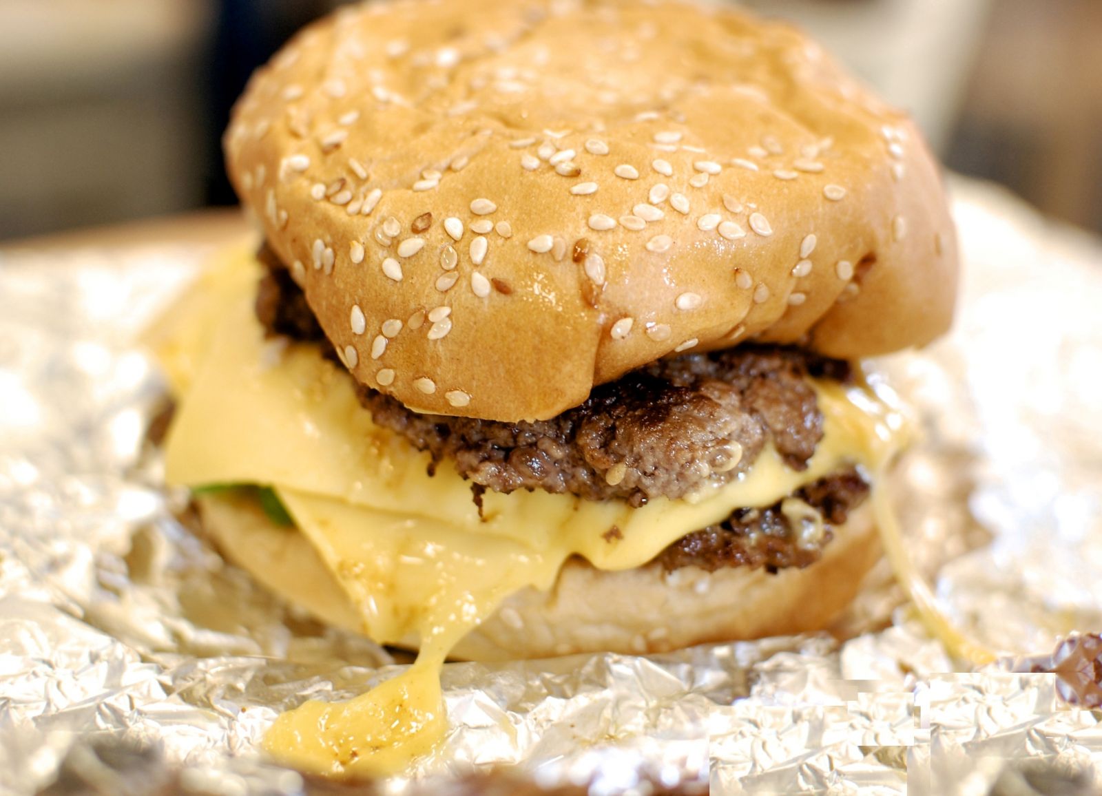 A ‘Five Guys’ burger with beef and cheese