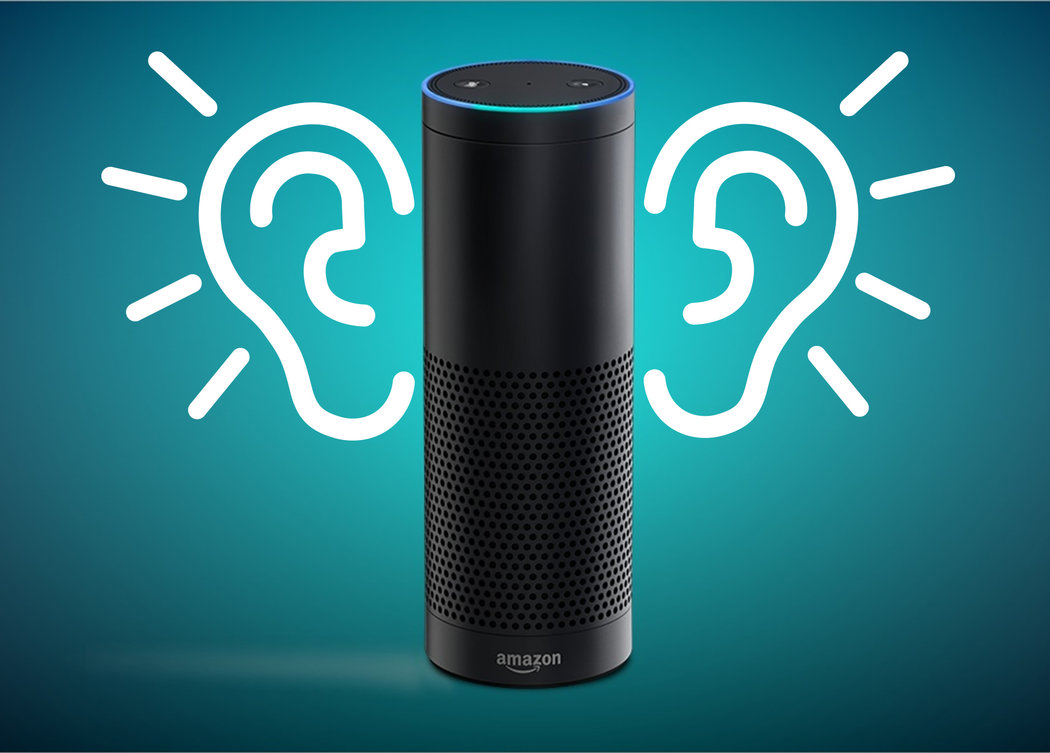 Amazon Echo with ears drawn on each side