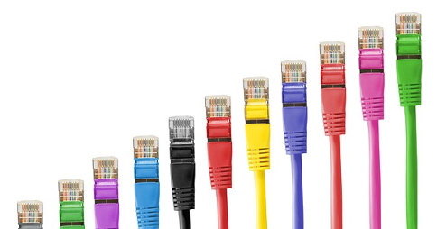 Row of network cables from shortest to longest