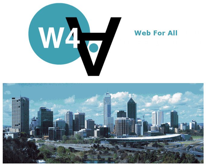 Image of W4A 2017 logo plus Perth skyline